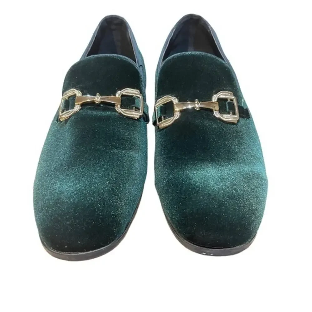 Royal Shoes Collection Smoker Formal Style Green Gold Buckles 8